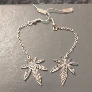 420 Silver Leaf Chain Earrings
